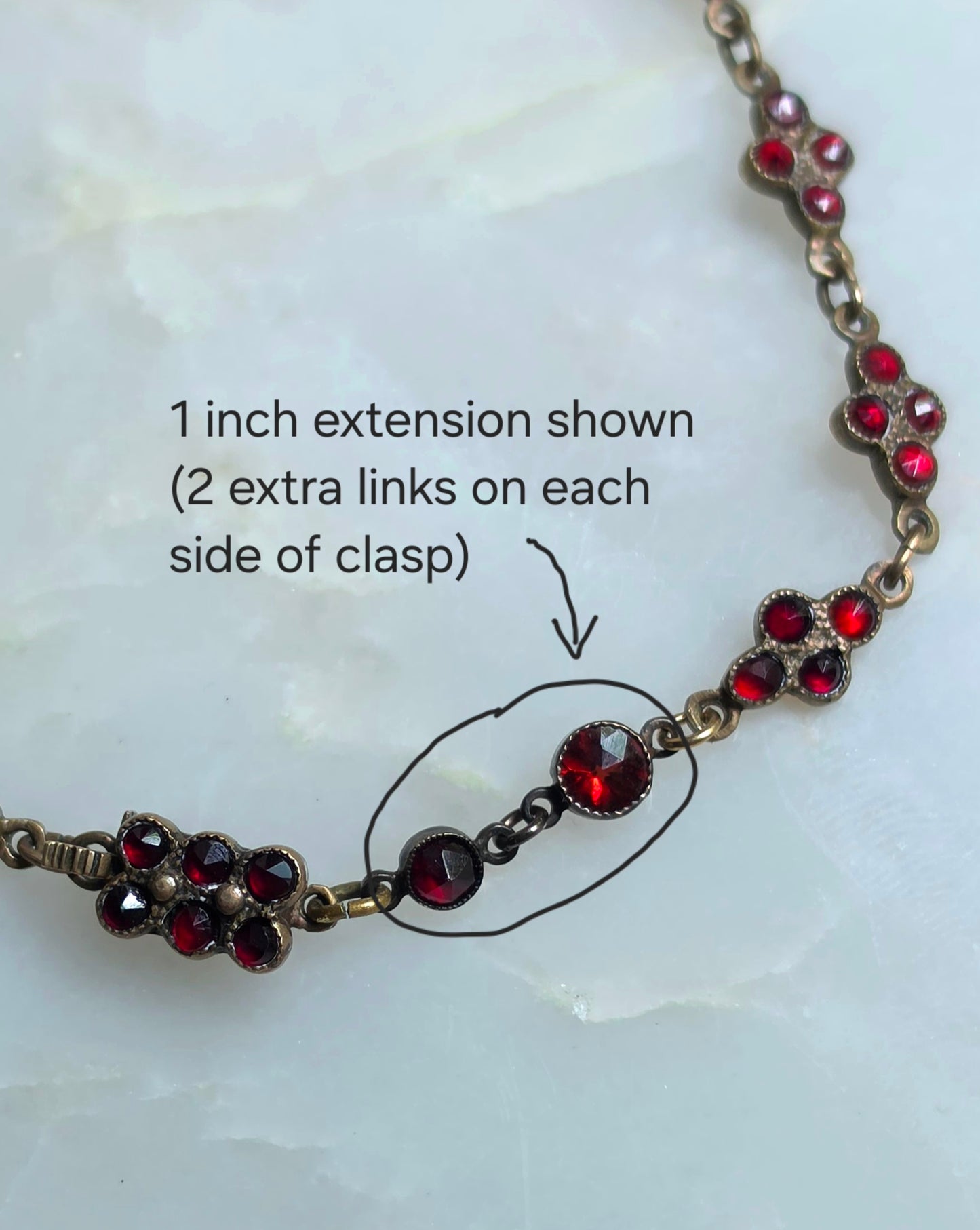 Antique Victorian Bohemian Garnet Flower Necklace