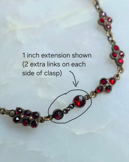 Antique Victorian Bohemian Garnet Flower Necklace