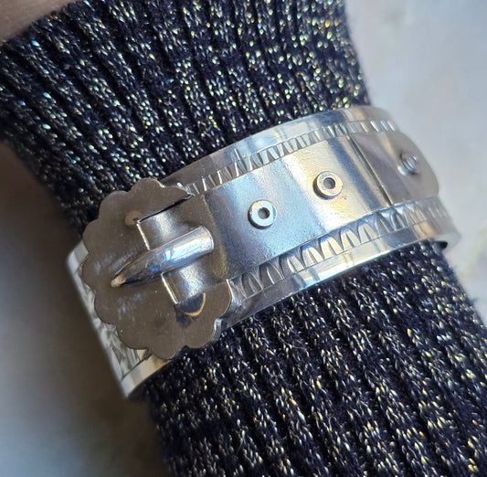 Antique Victorian Sterling Silver Buckle Bracelet