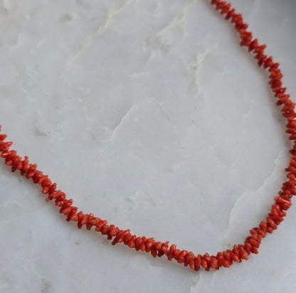 Antique Georgian "Rolling Pin" Carved Coral Necklace