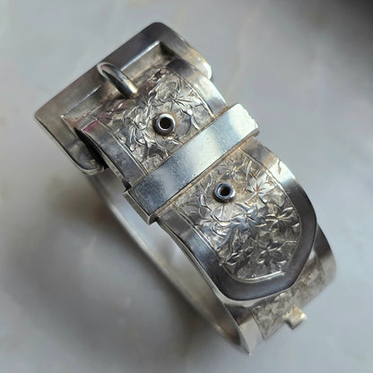 Antique Victorian Hinged Silver Buckle Bracelet