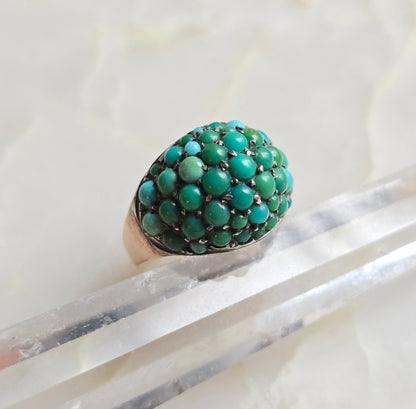 Antique Victorian Turquoise and 9k Rose Gold Bombe Ring