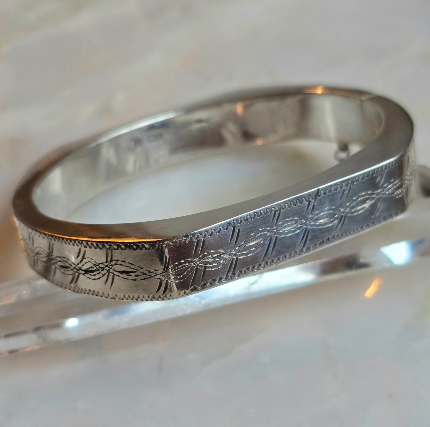 Vintage Victorian Revival Silver Bangle