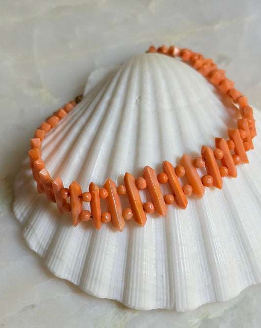 Antique Salmon Coral Pickets and Berries Bracelet