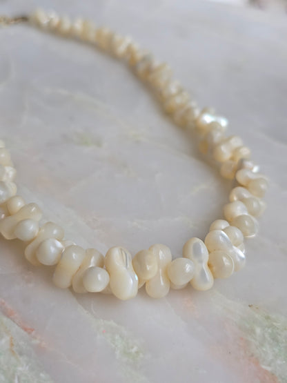 Antique Carved Mother of Pearl Dogbone Necklace