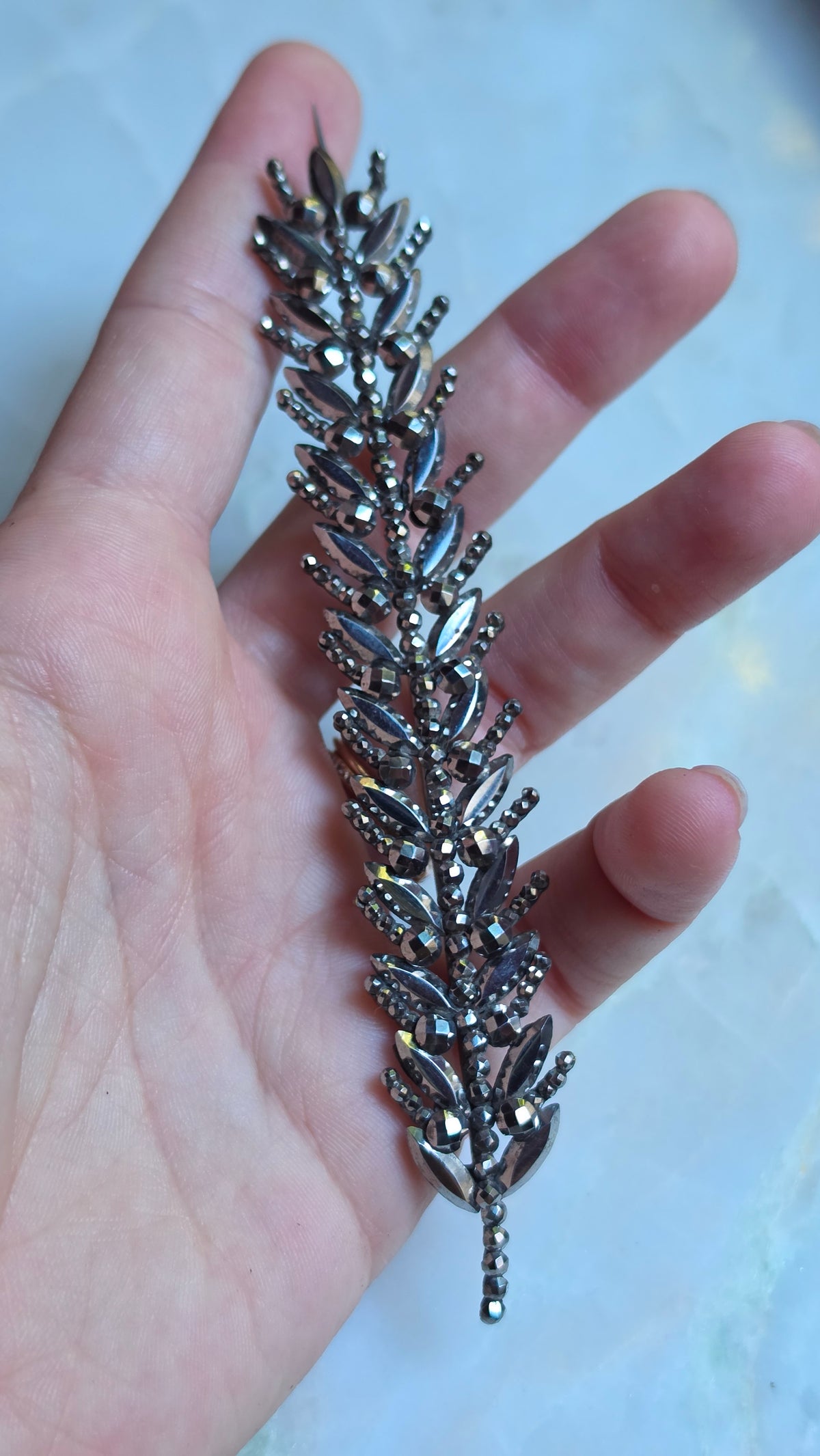 Antique Georgian/Victorian Cut Steel Wheat Sheaf Pin