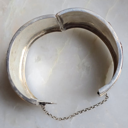 Antique Victorian Sterling Silver Engraved Aesthetic Movement Bangle