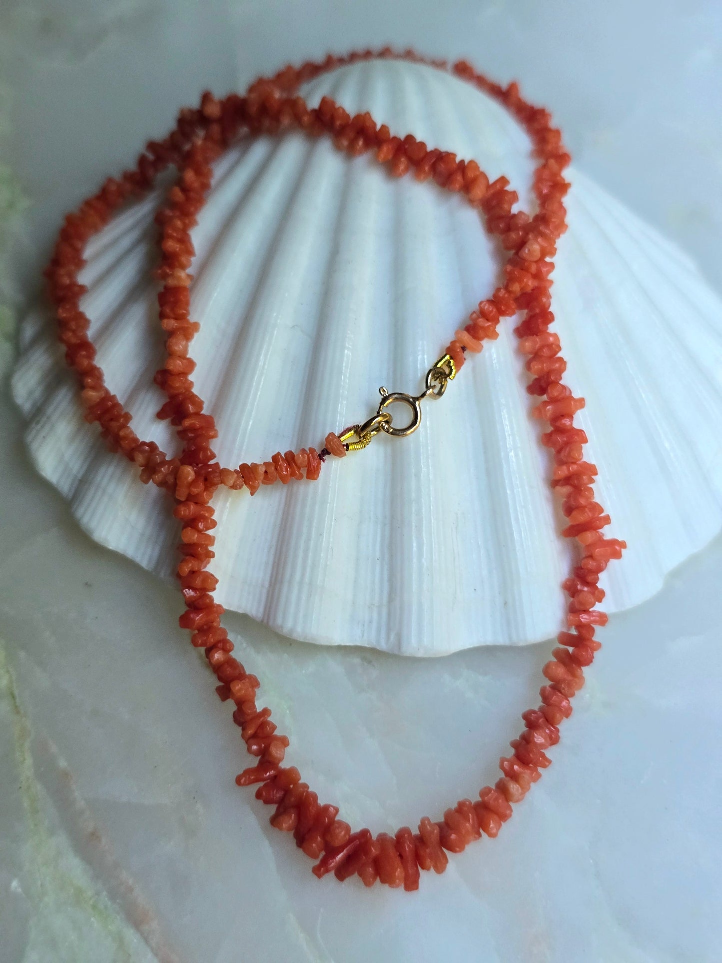 Antique Georgian Petite Carved Mediterranean Coral Rolling Pin Necklace