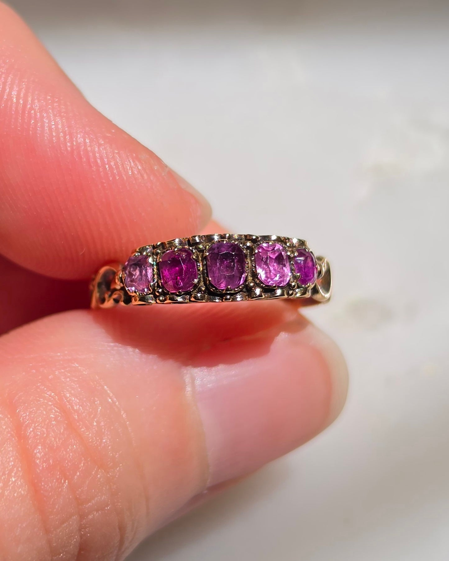 Antique Georgian 5 Stone Ruby Ring