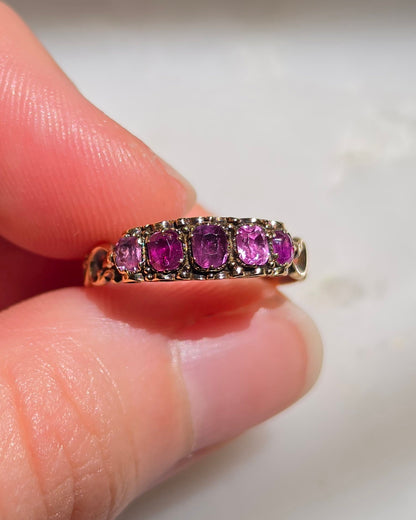 Antique Georgian 5 Stone Ruby Ring