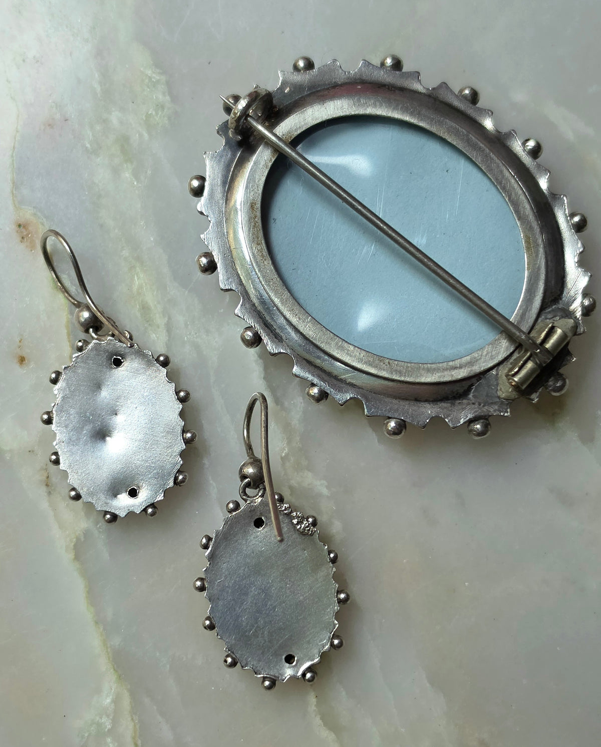 Antique Victorian Silver Aesthetic Movement Demi-Parure/Set