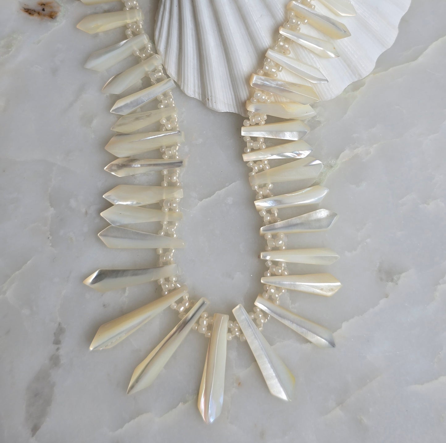 Antique Victorian Mother of Pearl "Pickets and Berries" Necklace