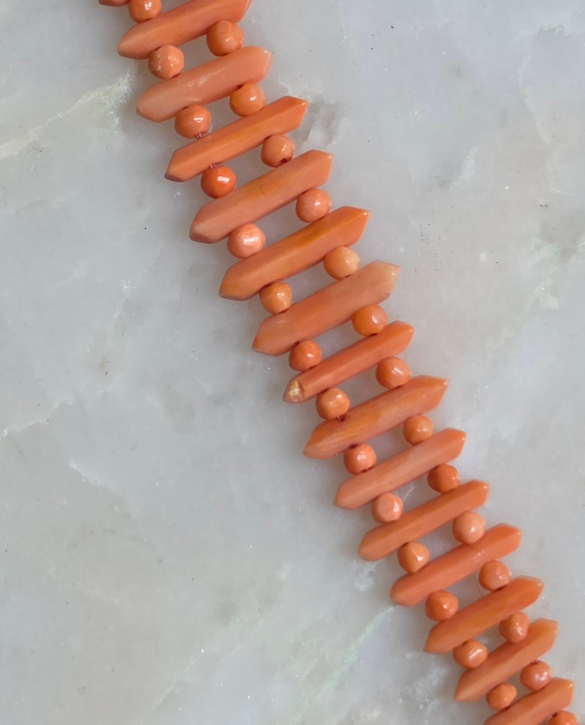 Antique Salmon Coral Pickets and Berries Bracelet