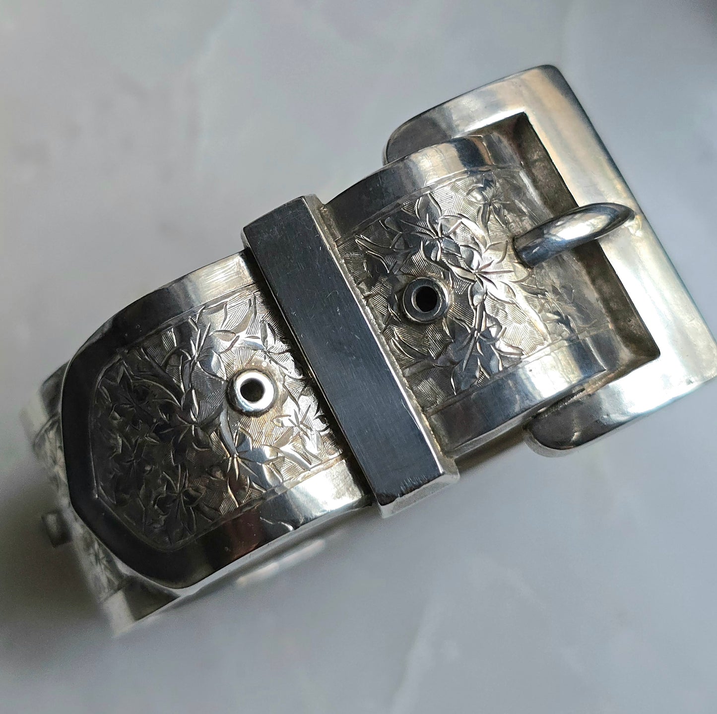 Antique Victorian Hinged Silver Buckle Bracelet