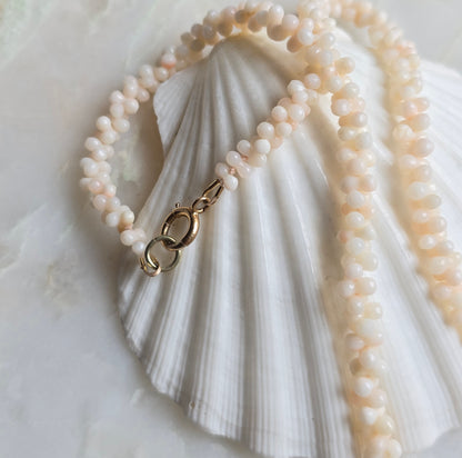 Antique Victorian Angel Skin Coral "Dogbone" Necklace