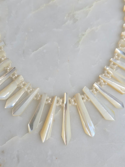 Antique Victorian Mother of Pearl "Pickets and Berries" Necklace