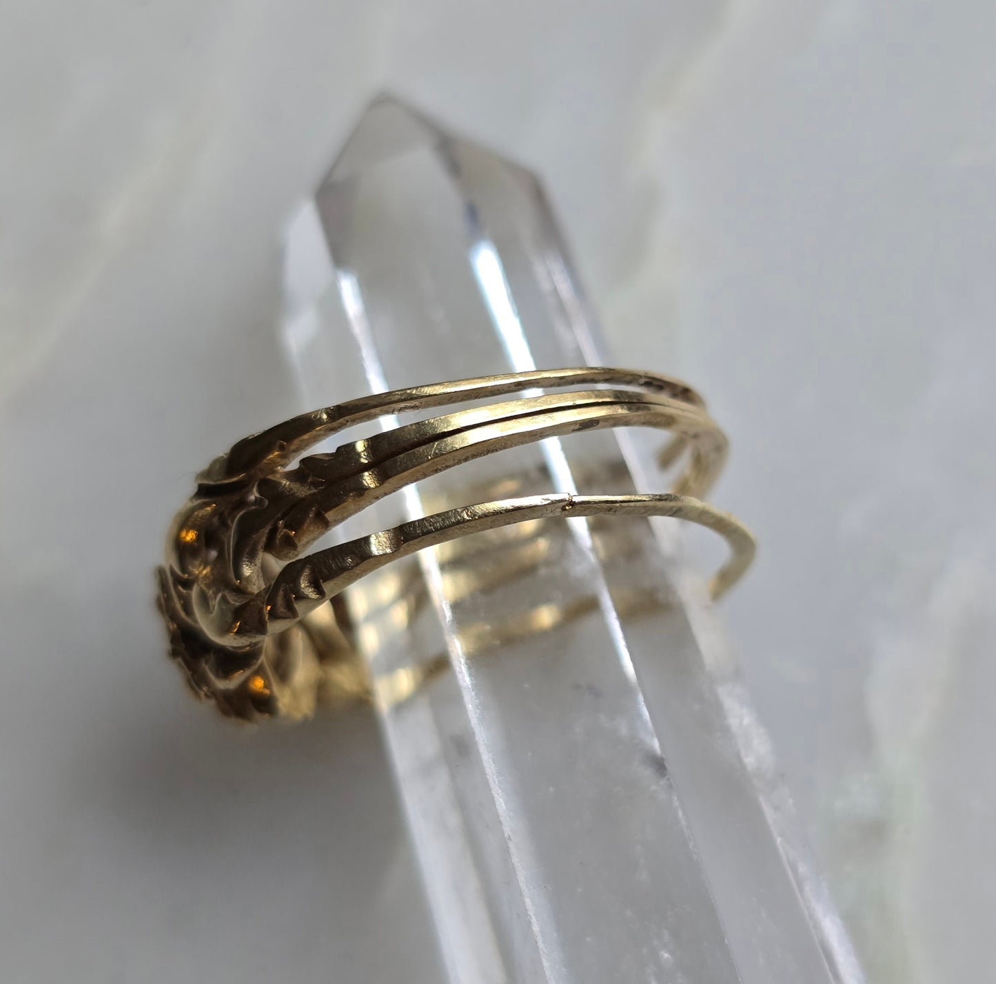 Vintage Turkish 14k Floral Emerald Puzzle Ring