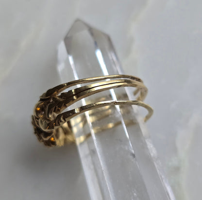 Vintage Turkish 14k Floral Emerald Puzzle Ring