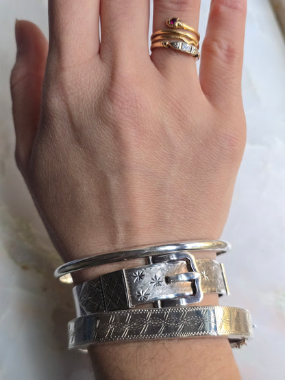 Vintage Victorian Revival Buckle Bangle Bracelet