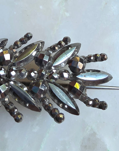 Antique Georgian/Victorian Cut Steel Wheat Sheaf Pin