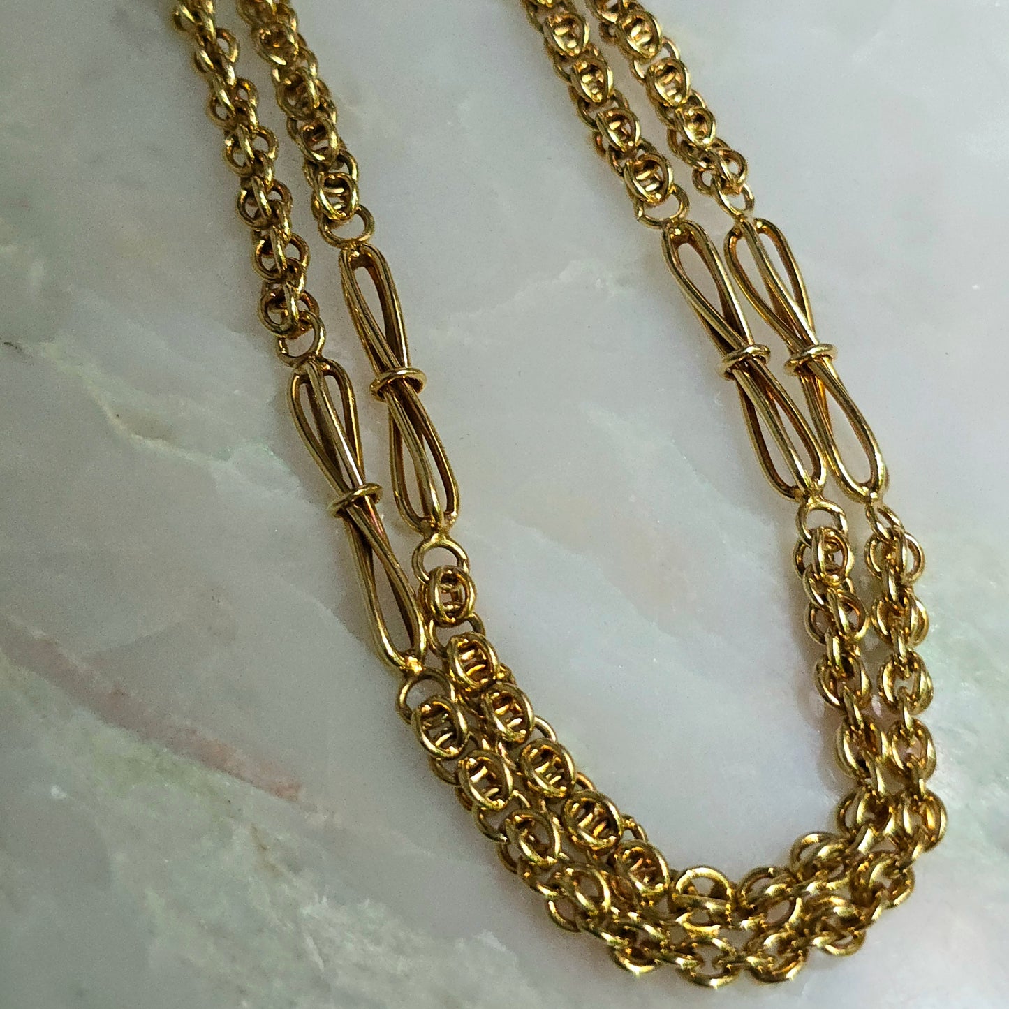 Antique Victorian 15k Gold Heavy Fancy Link Chain