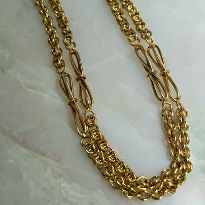 Antique Victorian 15k Gold Heavy Fancy Link Chain