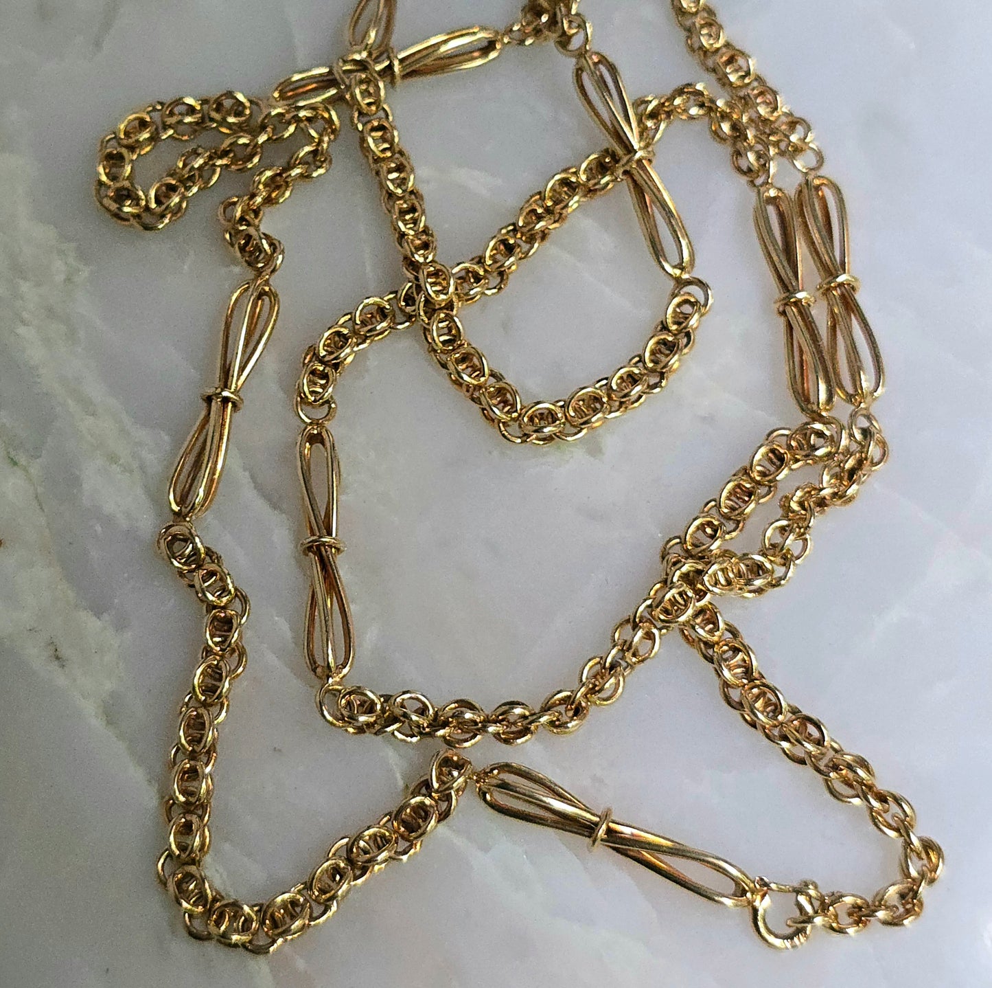 Antique Victorian 15k Gold Heavy Fancy Link Chain
