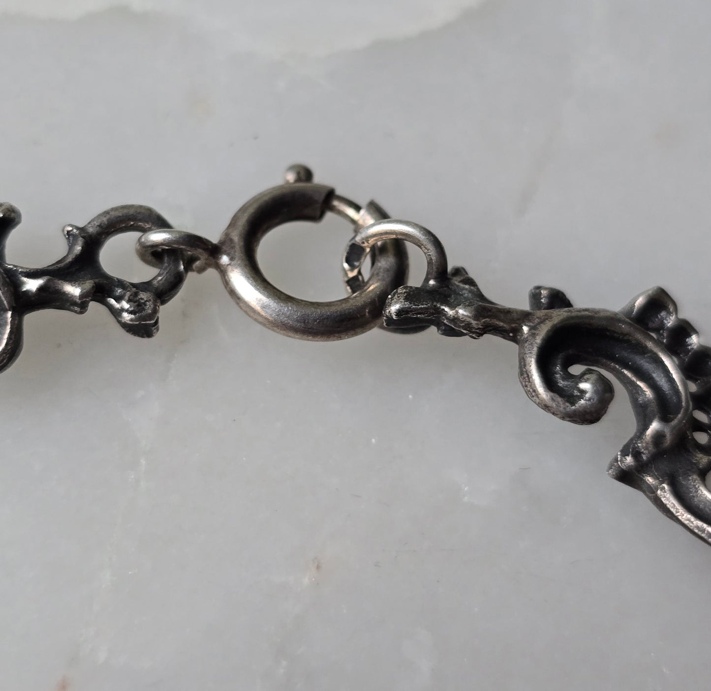 Antique Art Nouveau Austrian Silver and Coral Necklace