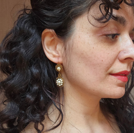 Antique Victorian Natural Pearl Day-To-Night Earrings