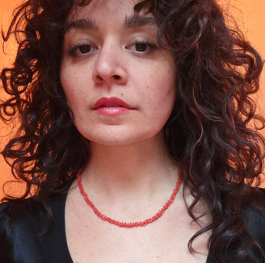 Antique Georgian "Rolling Pin" Carved Coral Necklace