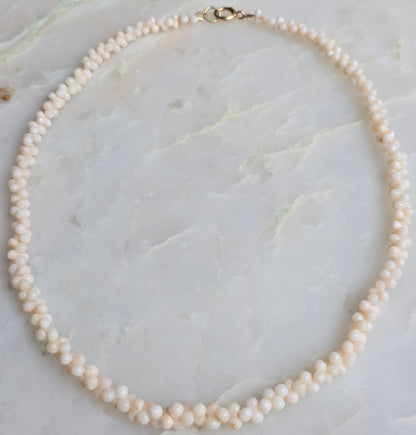 Antique Victorian Angel Skin Coral "Dogbone" Necklace