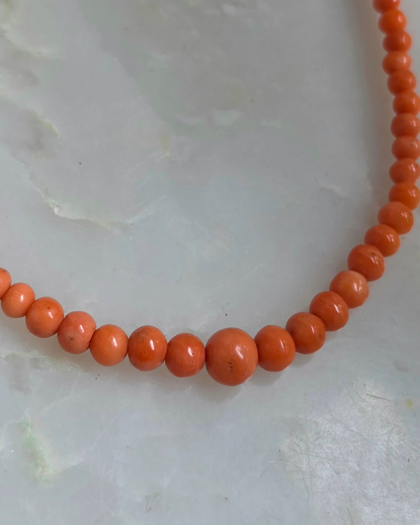 Antique Victorian Salmon Mediterranean Coral Graduated Bead Necklace