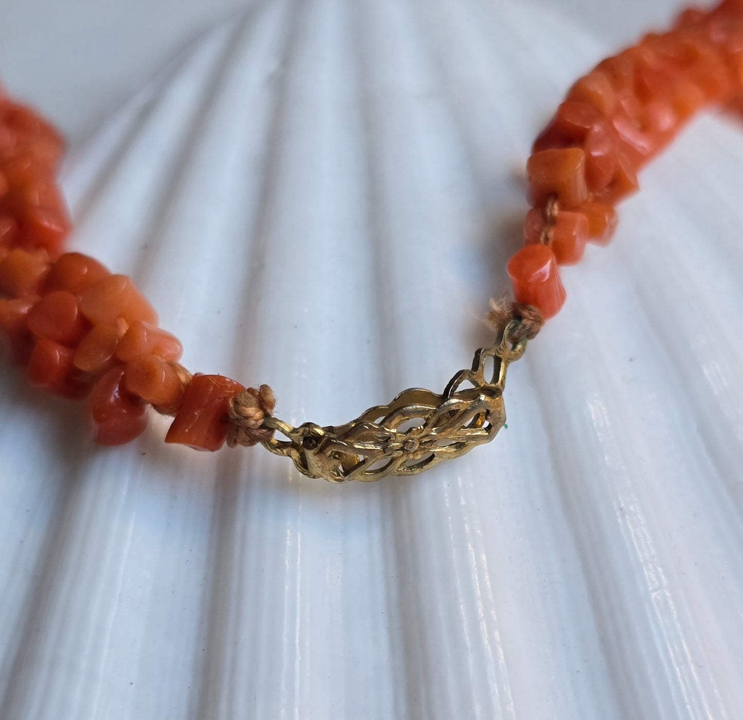 Antique Victorian Mediterranean Coral and Mother of Pearl "Pickets and Berries" Necklace