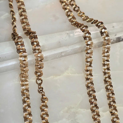 Vintage Russian 14k Rose Gold Flat Link Chain