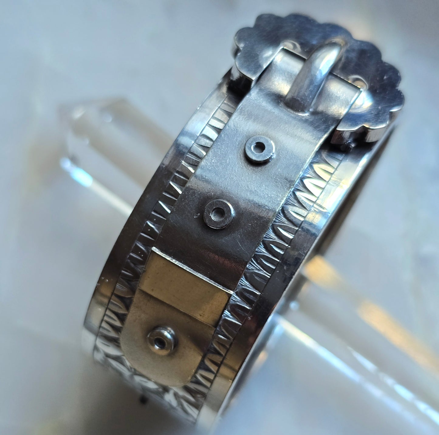 Antique Victorian Sterling Silver Buckle Bracelet