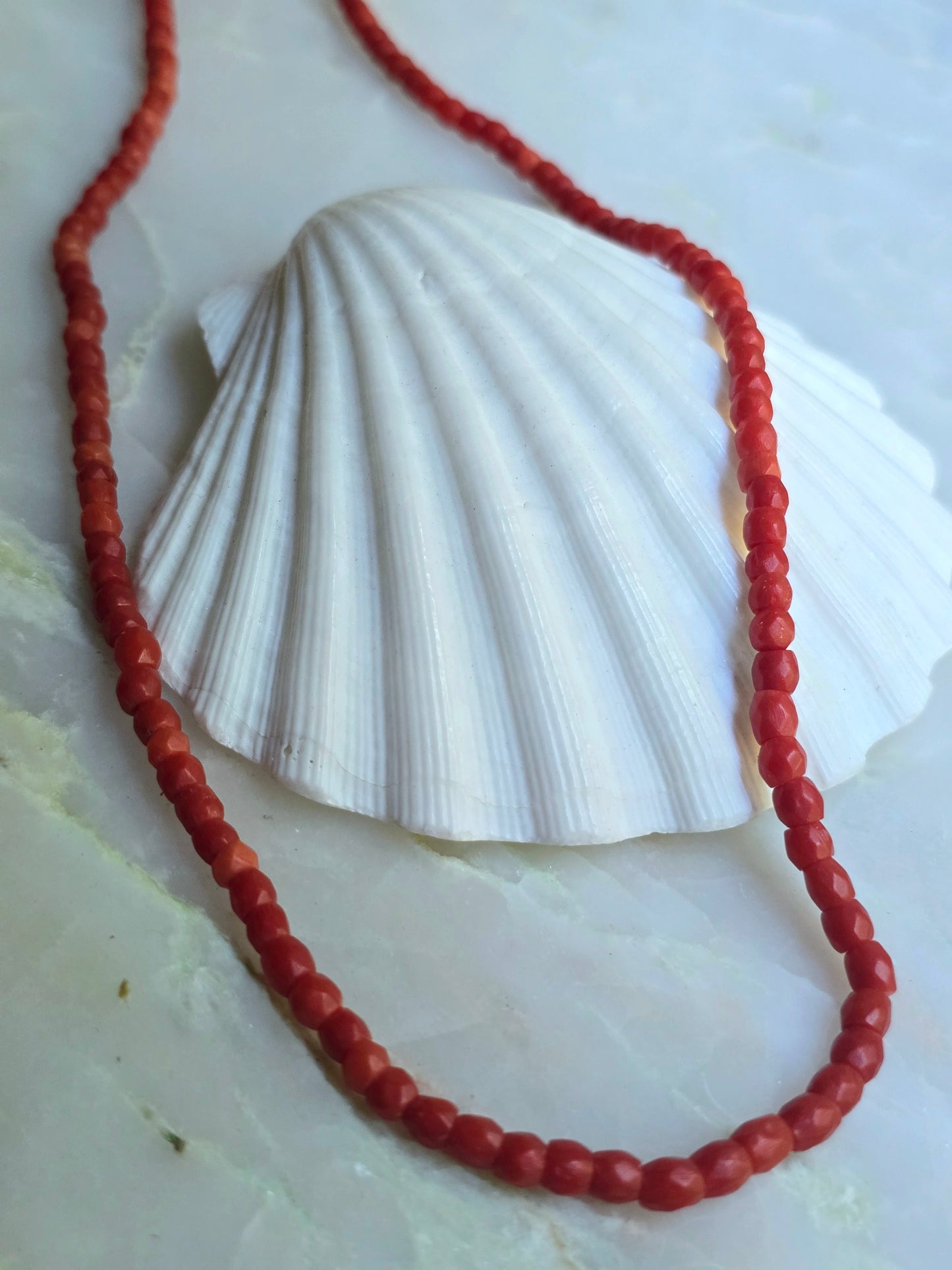Antique Victorian French Faceted Mediterranean Coral Necklace