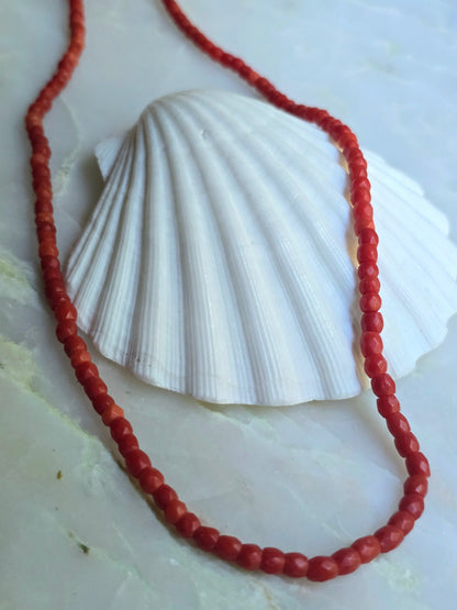 Antique Victorian French Faceted Mediterranean Coral Necklace