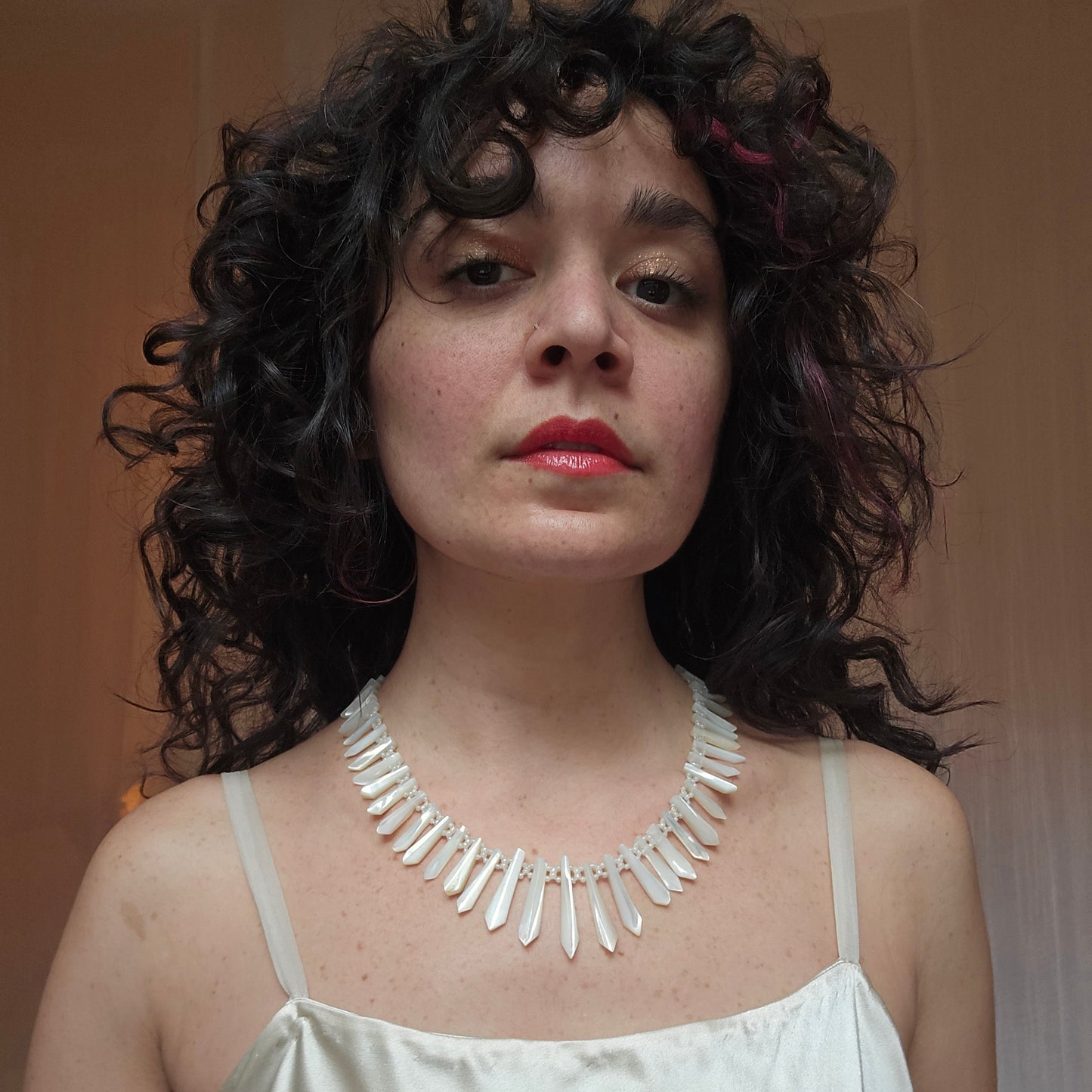 Antique Victorian Mother of Pearl "Pickets and Berries" Necklace