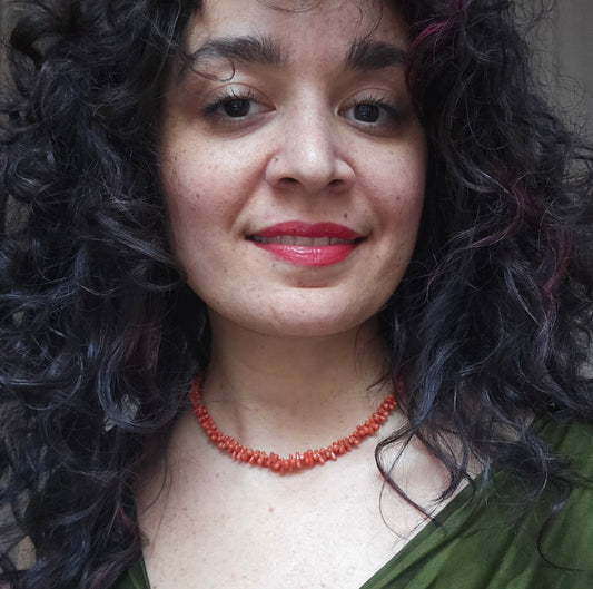 Antique Victorian Mediterranean Coral Carved "Dogbone" Bead Necklace