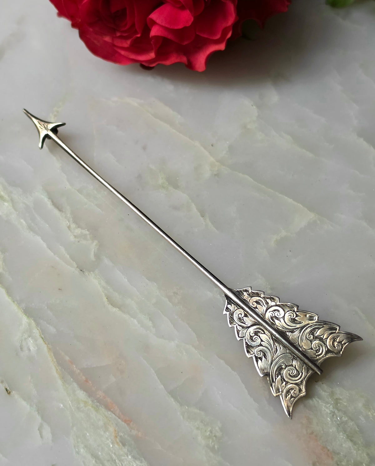 Antique Victorian Silver Cupid's Arrow Pin
