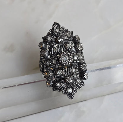 Antique Late Victorian/Early Edwardian Silver-Topped 18k Gold Diamond Ring