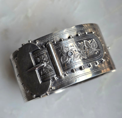 Antique Victorian Silver Buckle Bracelet