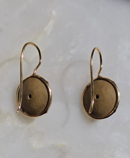Antique Victorian Carved Lava Bacchante Cameo Earrings
