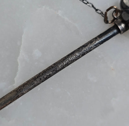 Antique Edwardian Silver Sword Jabot Pin