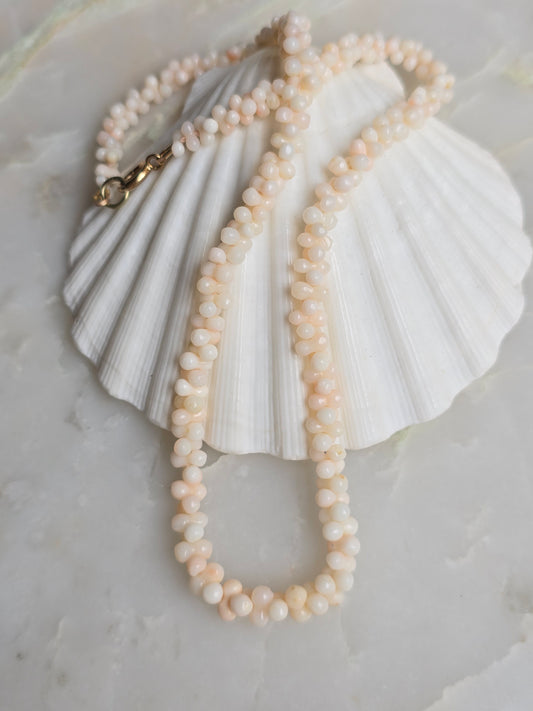 Antique Victorian Angel Skin Coral "Dogbone" Necklace