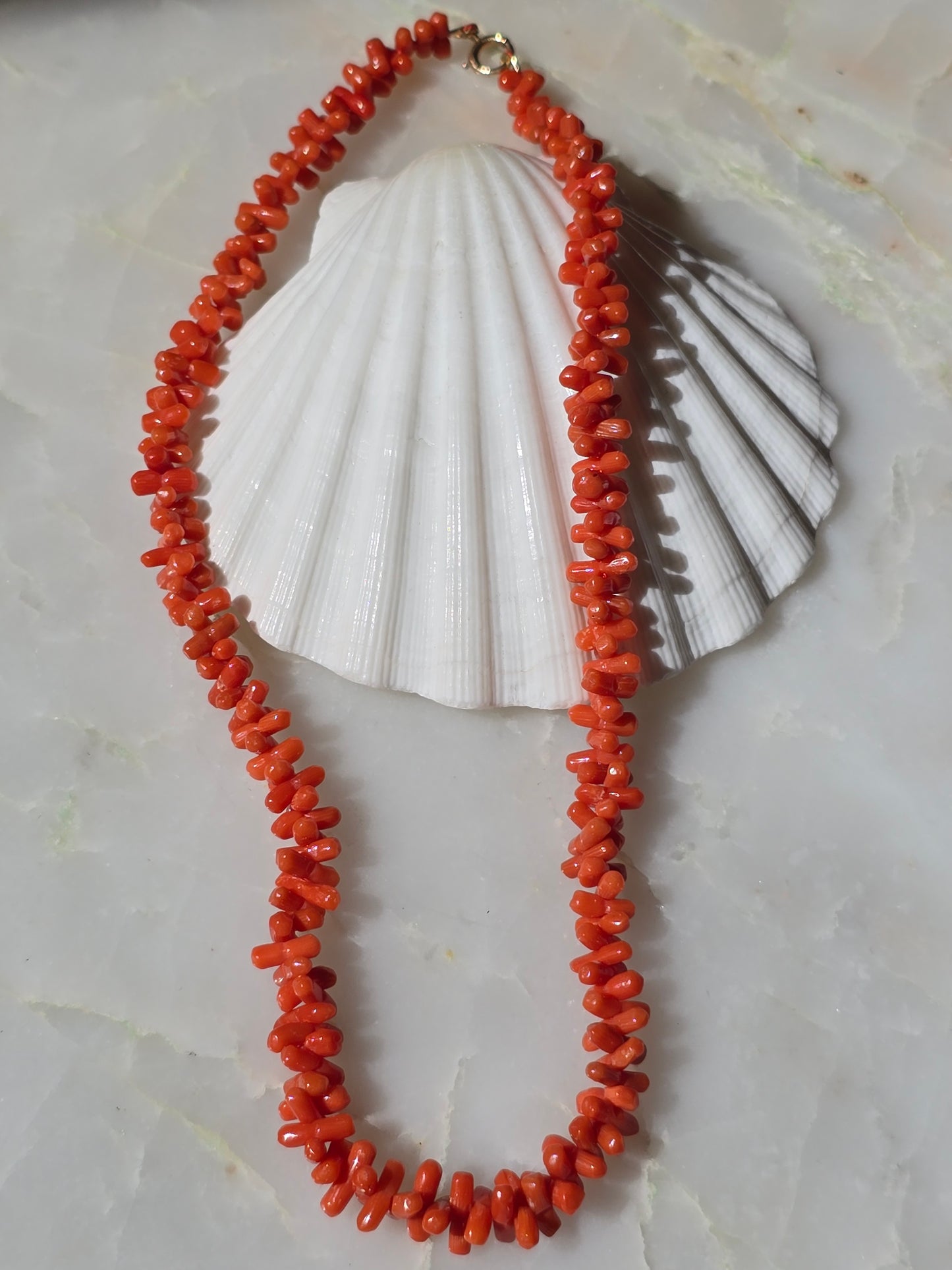 Antique Victorian Carved Mediterranean Coral Dogbone Necklace