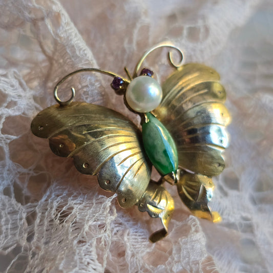 Vintage 20th Century 14k Gold Butterfly Pin