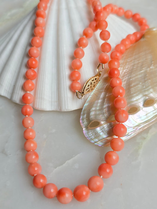 Vintage Mid Century Salmon Coral Necklace