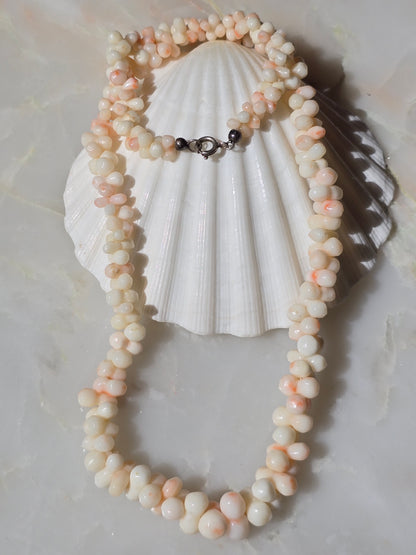 Antique Victorian Carved Angel skin Coral Dogbone Necklace