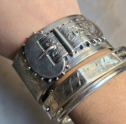 Antique Victorian Silver Buckle Bracelet